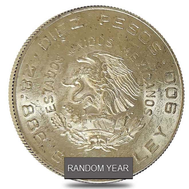 1955-1956 Mexico 10 Pesos Silver Coin Hidalgo AU/BU ASW 0.836 oz