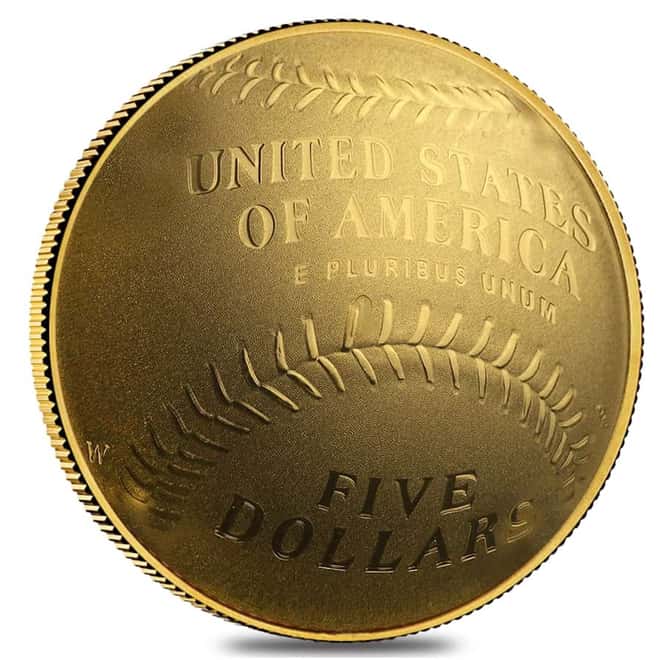 2014 W $5 Gold National Baseball Hall of Fame Proof Coin (w/Box & COA)