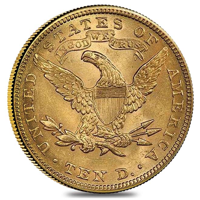 1887 $10 Gold Liberty Head Eagle Coin PCGS AU 58