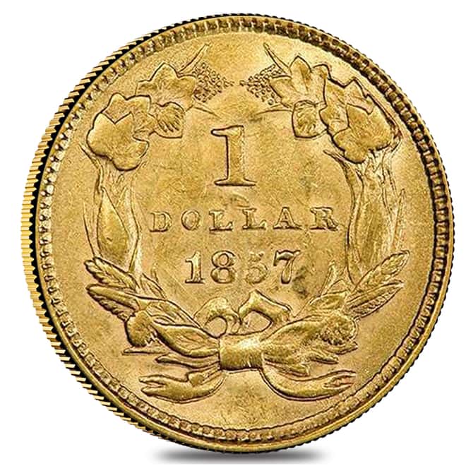 1857 $1 Gold Indian Princess Head Type 3 NGC AU Details