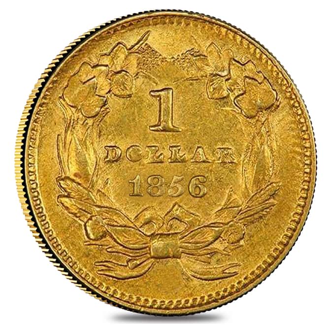 1856 $1 Gold Indian Princess Head Type 3 PCGS AU Details