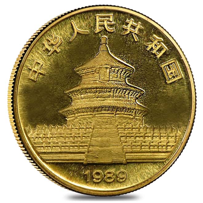 1989 1/20 oz Chinese Gold Panda 5 Yuan Small Date BU (Sealed) 