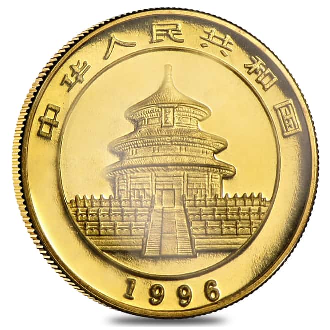 1996 1/10 oz Chinese Gold Panda 10 Yuan Large Date BU (Sealed)