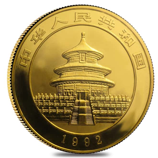 1992 1 oz Chinese Gold Panda 100 Yuan Small Date BU (Sealed)