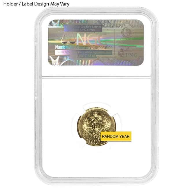 Russia 5 Roubles Nicholas II Gold Coin NGC MS 63 Random Year