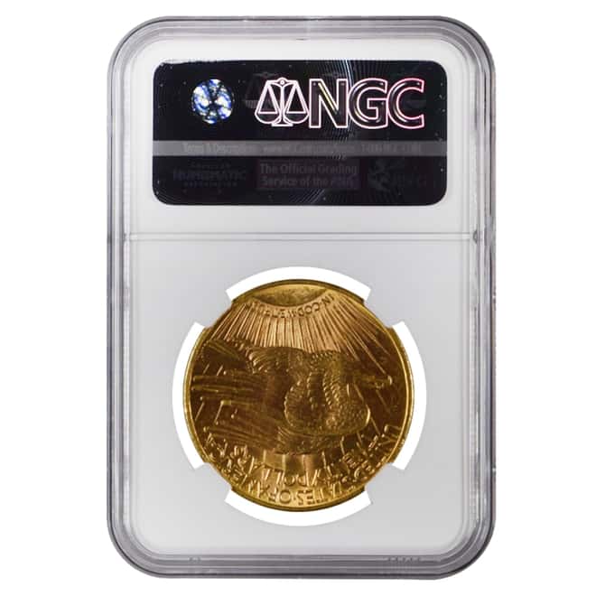 1909 D $20 Gold Saint Gaudens Double Eagle Coin NGC MS 61