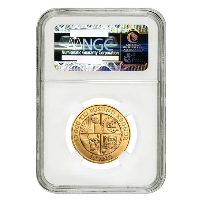 1974 Iceland Gold 10000 Kronur 1st Settlement NGC MS 65
