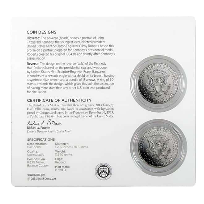 50th Anniversary Kennedy Half-Dollar Uncirculated Two-Coin Set