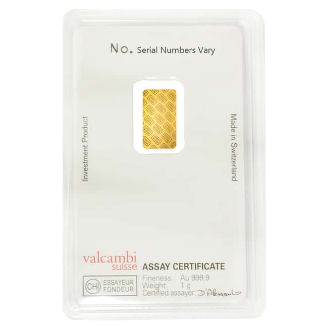 1 gram Credit Suisse Gold Bar .9999 Fine (In Assay) 
