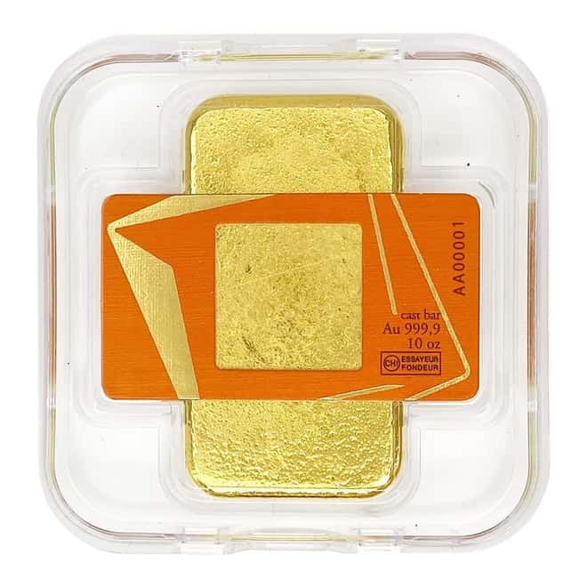 Serial #1 - 10 oz Gold Bar Valcambi Suisse .9999 Fine (Cast, w/Assay)