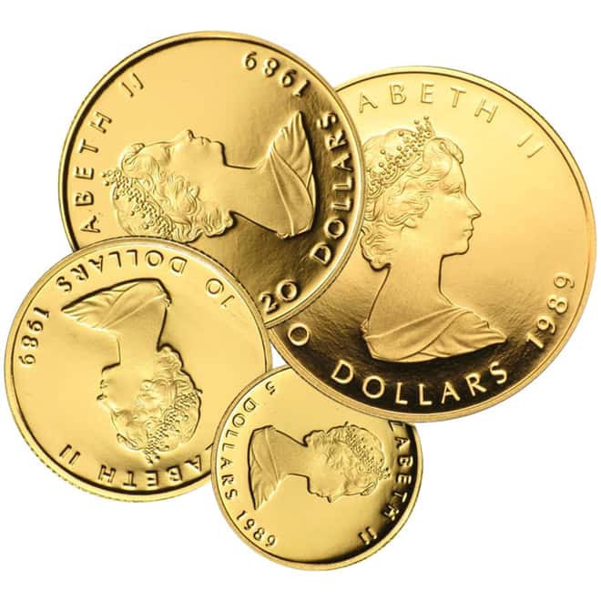 1989 1.85 oz Gold Canadian Maple Leaf 4-Coin Set NGC PF 69 UCAM - 10th Anniversary