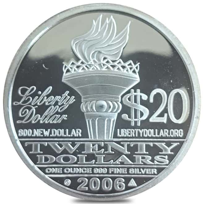 2007/2006 1 oz NORFED Liberty Dollar Silver Round .999 Fine