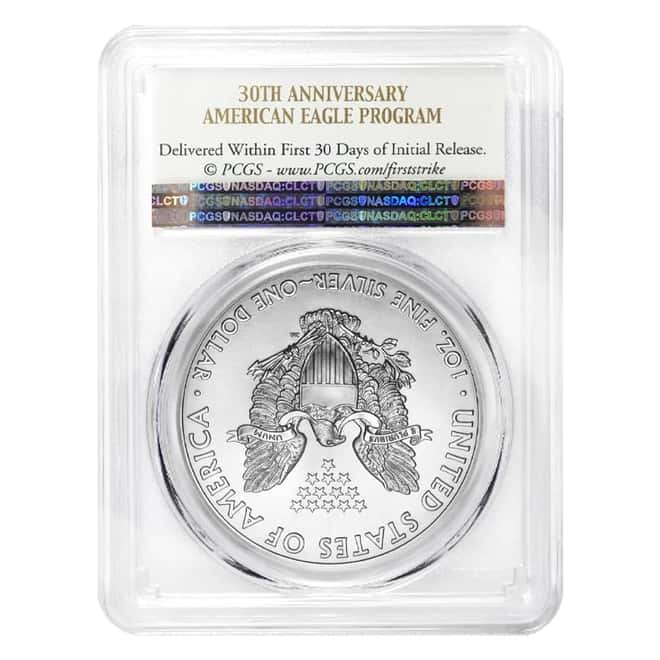 2016 1 oz Silver American Eagle $1 Coin PCGS MS 70 First Strike - 30th Anniversary