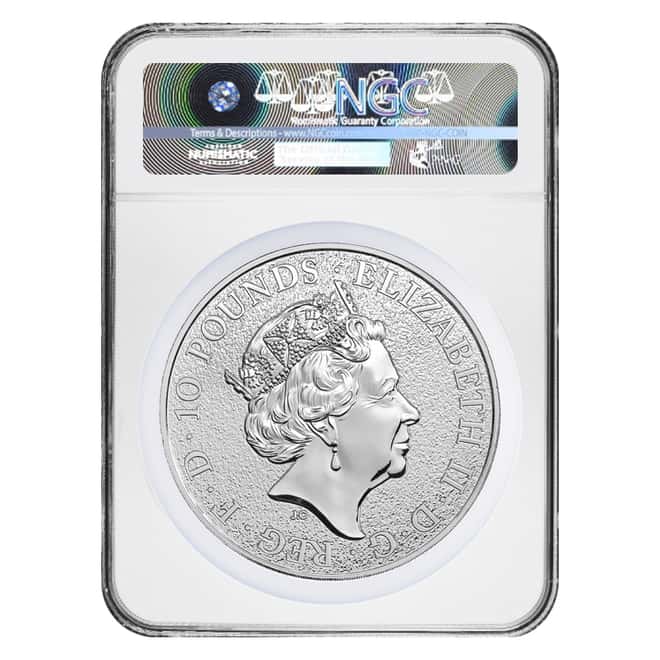 2017 Great Britain 10 oz Silver Queen's Beast (Lion) Coin NGC MS 70 FDOI