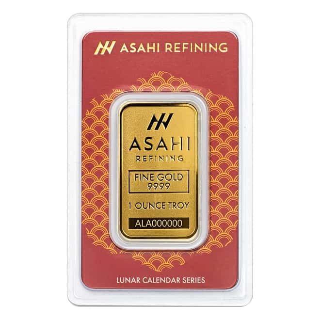 2025 1 oz Asahi Lunar Snake Gold Bar .9999 Fine (in Assay)