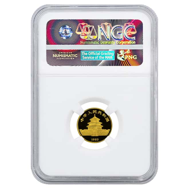1983 1/10 oz China Gold Panda 10 Yuan NGC UNC Details