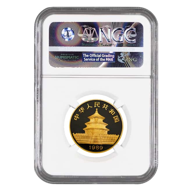 1989 P 1/2 oz Gold China Panda 50 Yuan NGC PF 69 UCAM