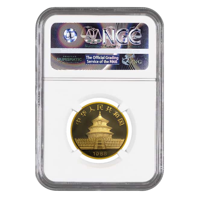 1988 P 1/2 oz Gold China Panda 50 Yuan NGC PF 69 UCAM