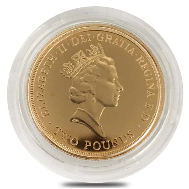 1986 Great Britain 2 Pound Commonwealth Games Proof Gold Coin AGW .4707 oz (In Cap)