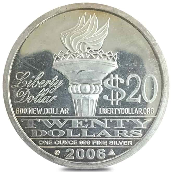 2007/2006 1 oz NORFED Liberty Dollar Silver Round .999 Fine