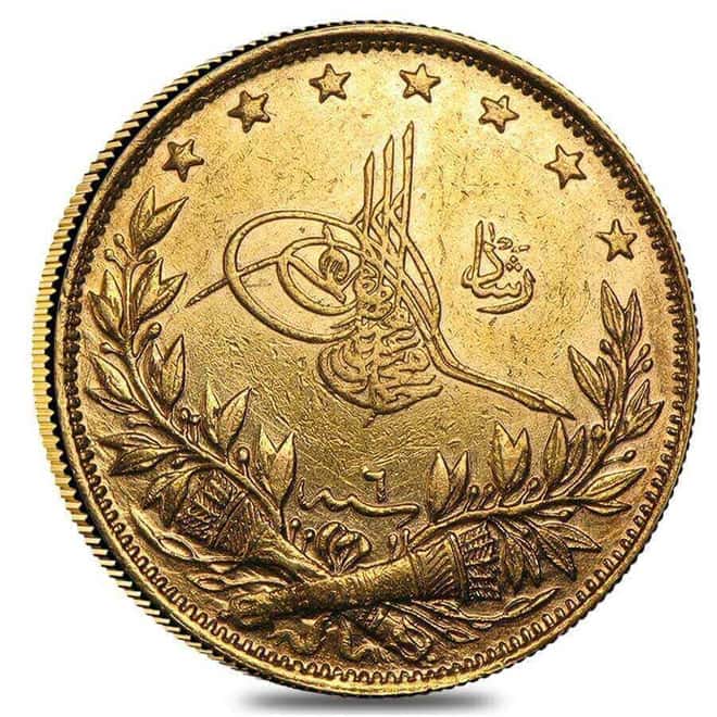 Turkey Gold 100 Kurush Avg Circ AGW 0.2127 oz (Random Year)