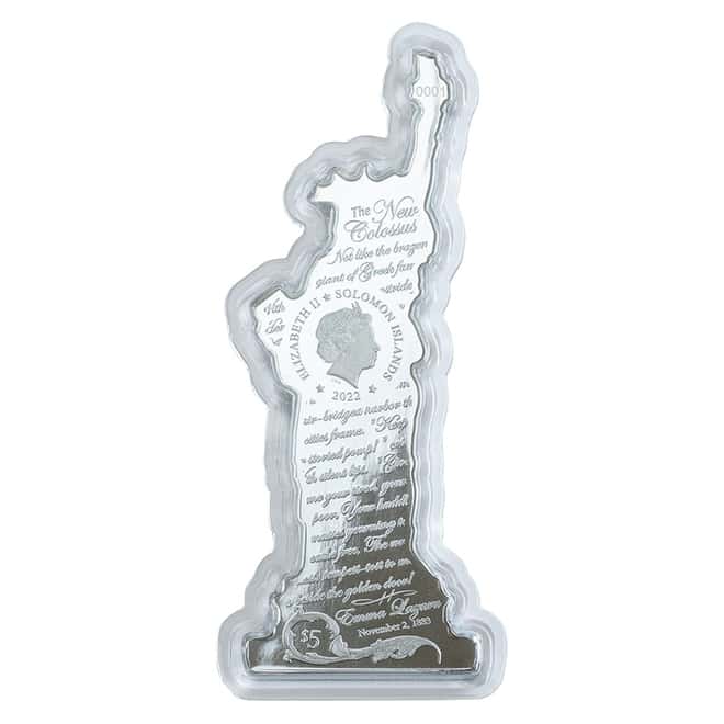 2022 Solomon Islands 2 oz Silver America The Free - Statue of Liberty Shaped Coin .9999 Fine (w/Box & COA)