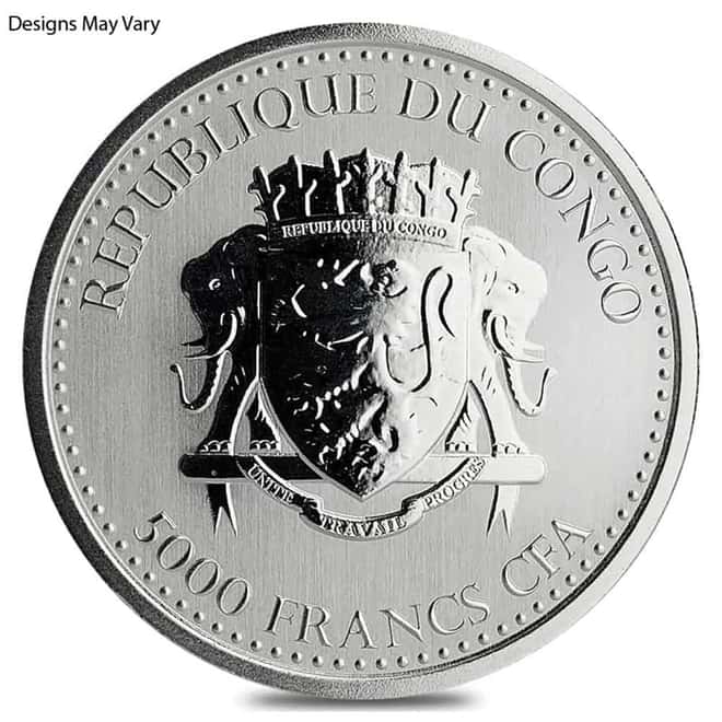 Congo 1 oz Prooflike Silverback Gorilla Silver Coin (Random Year)