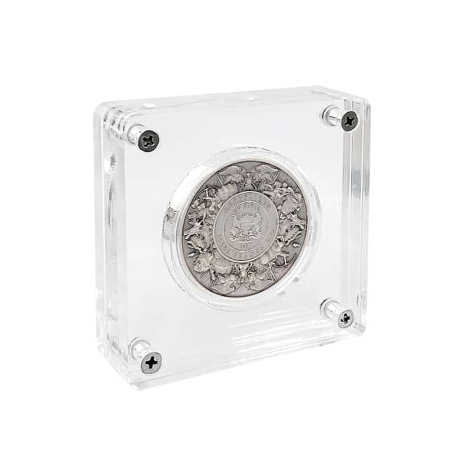 2021 Chad 2 oz Silver Mermaid & Unicorn - Mythical Creatures Series Antiqued High Relief Coin (w/Box)