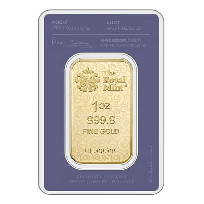 1 oz Great Britain Una and the Lion Gold Bar .9999 Fine - The Great Engravers Collection
