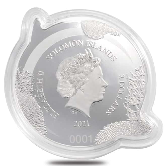 2021 1 oz Colorized Silver Whale Shark Solomon Islands $2 Coin .9999 Fine (w/Box & COA)