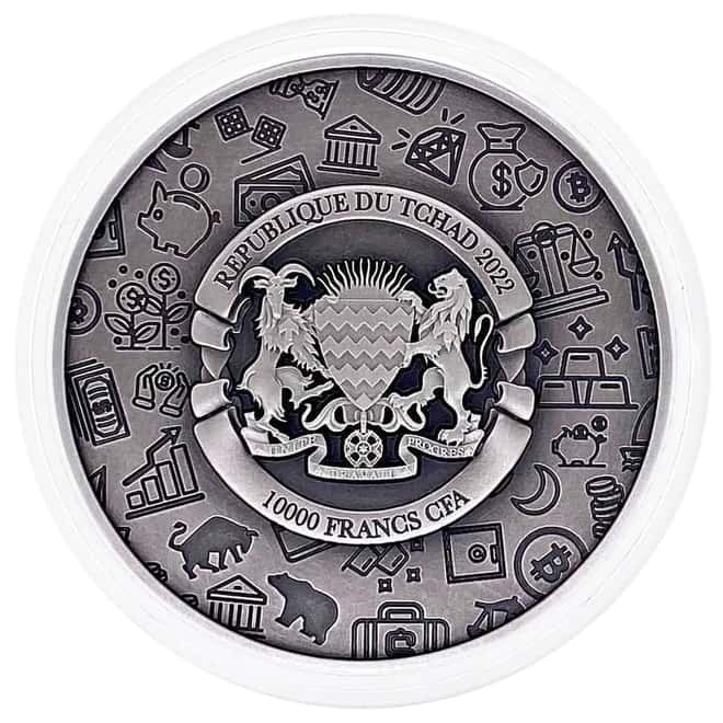 2022 Chad 2 oz Silver Inflation Protection Antiqued High Relief Coin .999 Fine (w/Box)