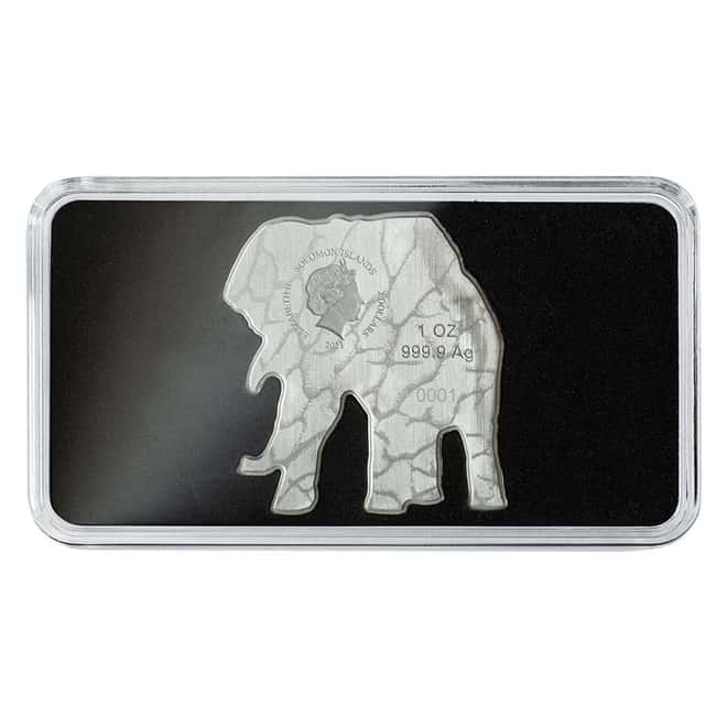 2021 Solomon Islands 1 oz African Elephant Shaped Silver Coin - Animals of Africa .9999 Fine (w/Box & COA)
