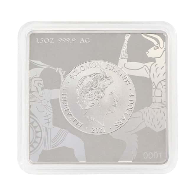 2021 1.5 oz Silver Minotaur Labyrinth of Crete Solomon Islands $4 Coin .9999 Fine (w/Box & COA)