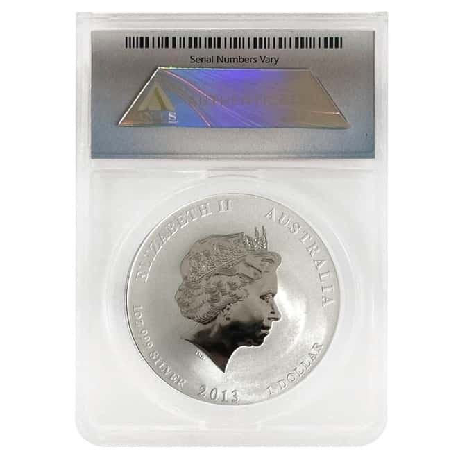 2013 1 oz Silver Lunar Year of The Snake Australian Perth Mint ANACS MS 70 FR