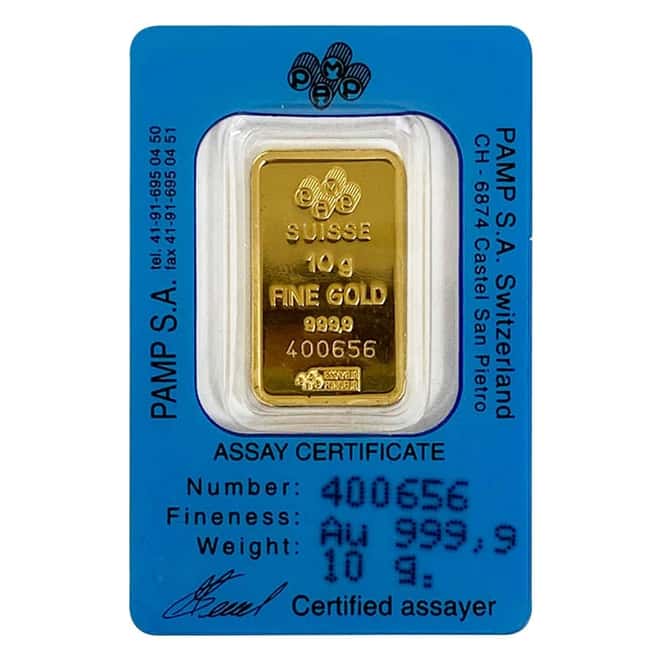 Vintage Assay - 10 gram Gold Bar PAMP Suisse Statue of Liberty .9999 Fine