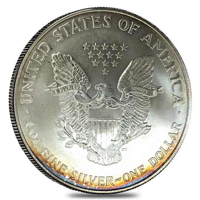 1 oz Silver American Eagle BU Dramatic Toning (Random Year)