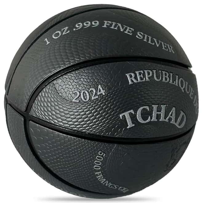 2024 Chad 1 oz Silver Black Mamba Snake Basketball Spherical Coin .999 Fine