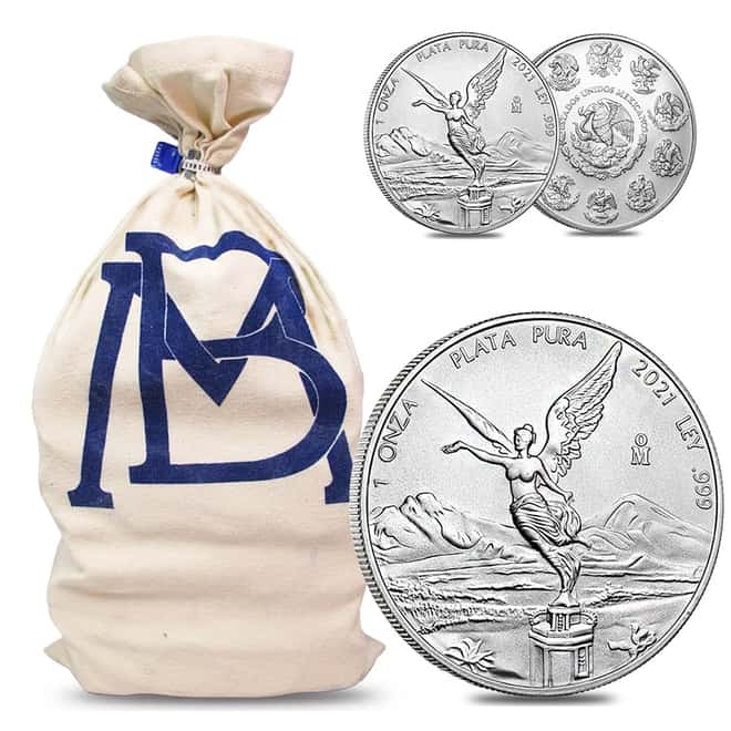 Roll of 25 - 2021 1 oz Mexican Silver Libertad Coin .999 Fine BU (Tube,Lot of 25)