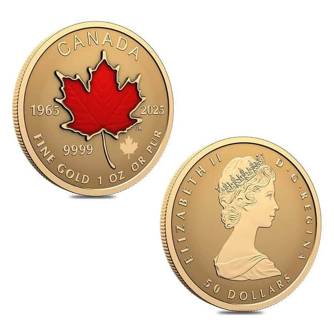 2025 Canada 1.4 oz Gold Maple Canadian Flag 60th Ann 4-Coin Set