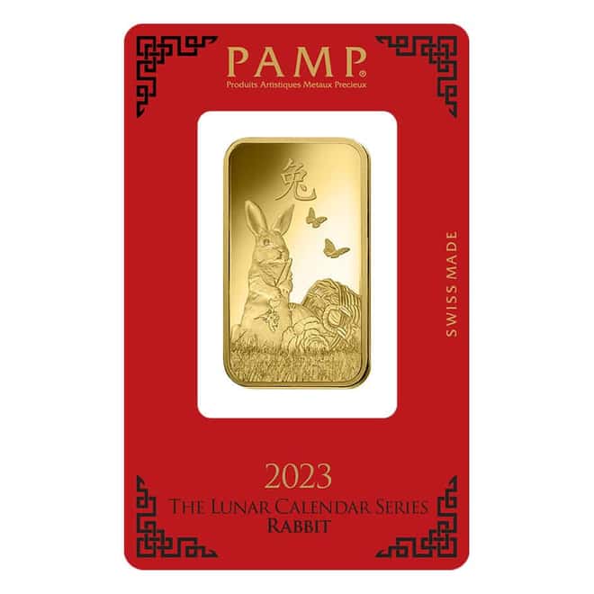 1 oz PAMP Suisse Year of the Rabbit Gold Bar (In Assay)