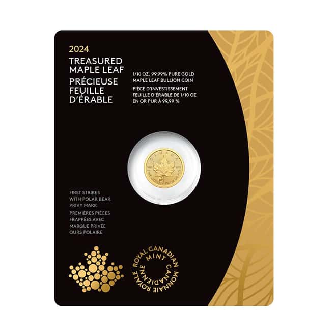 2024 Canada 1/10 oz Treasured Gold Maple Leaf Polar Bear Privy Coin First Strikes