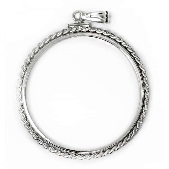 Sterling Silver 38.1 mm Rope Edge Coin Bezel Frame for Silver Morgan/Peace Dollar Coin