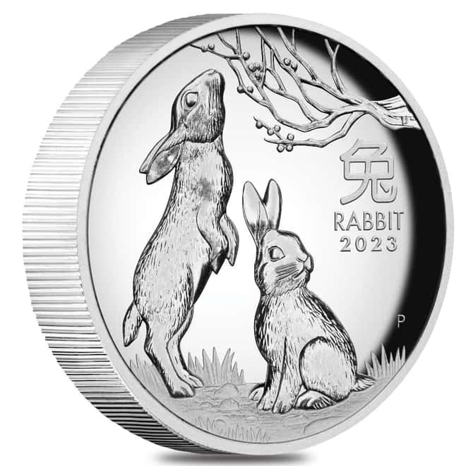 2023 1 oz Proof High Relief Silver Lunar Year of The Rabbit Australian Perth Mint (w/Box & COA)
