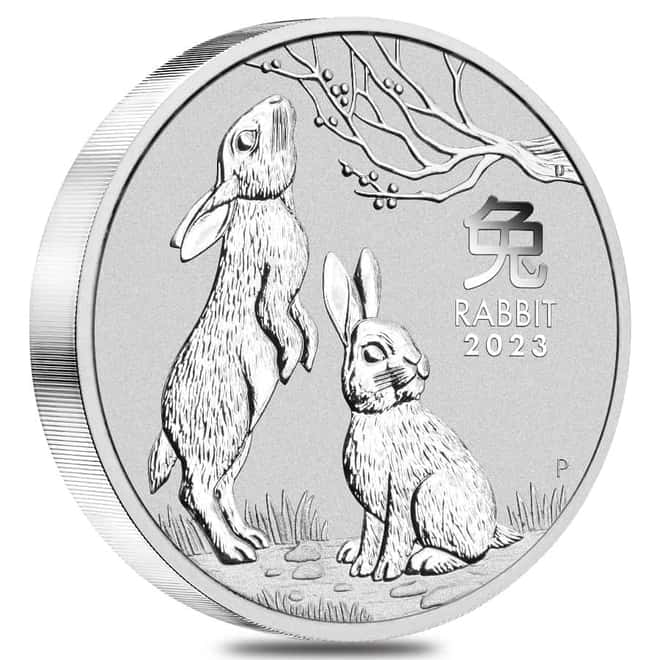 2023 1 Kilo Silver Lunar Year of The Rabbit BU Australian Perth Mint In Cap