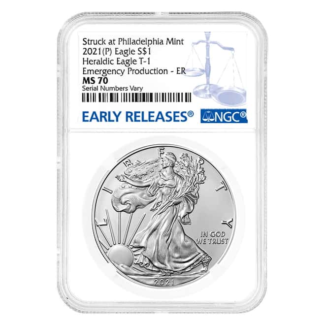 2021 (P) 1 oz Silver American Eagle NGC MS 70 ER Emergency Production