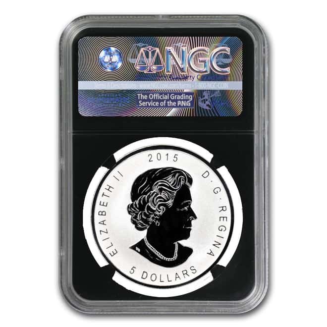 2015 1 oz Silver Canadian Maple Leaf E=mc2 Privy NGC PF 70 - 1 of First 2500 Retro Holder