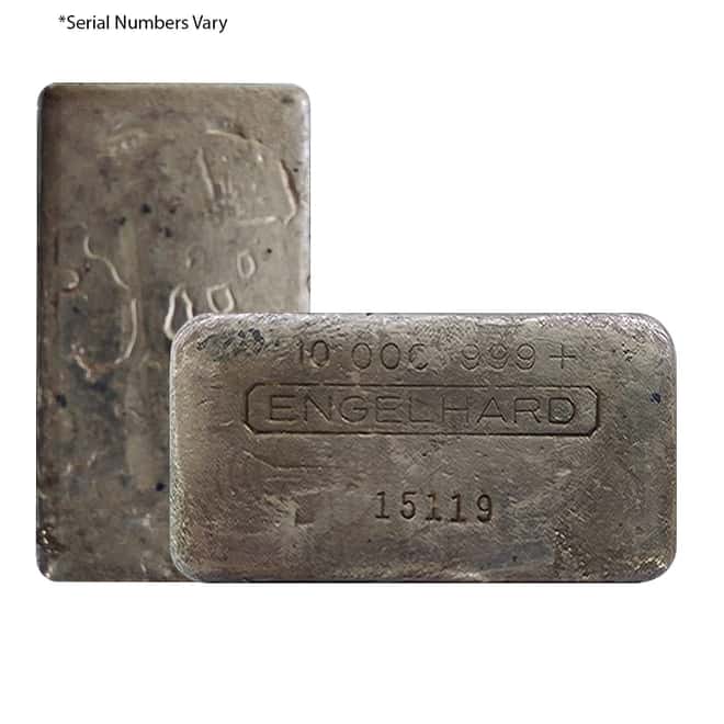 10 oz Engelhard Cast Silver Bar .999+ Fine (3rd Series, 5-digit Serial Variation)