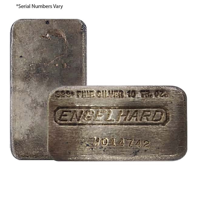 10 oz Engelhard Cast Silver Bar .999+ Fine (9th Series, "W" Serial Prefix)