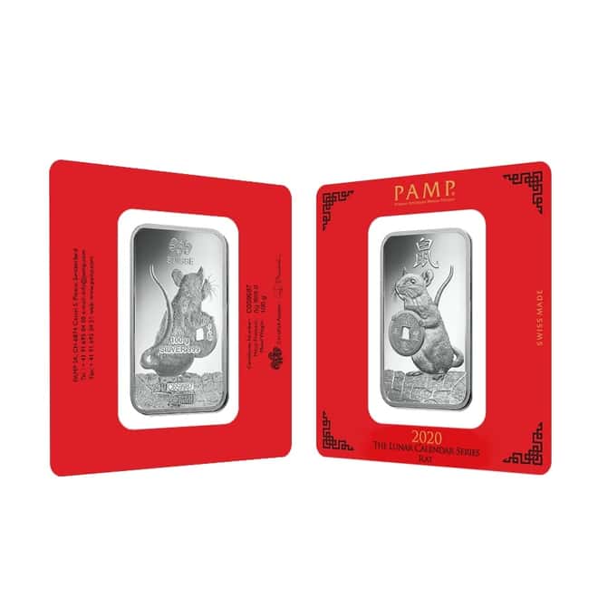 100 gram PAMP Suisse Year of the Mouse / Rat Silver Bar (In Assay)