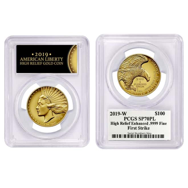 2019 W 1 oz $100 American Liberty High Relief Enhanced Uncirculated Gold Coin PCGS SP 70 PL FS (Liberty Label)